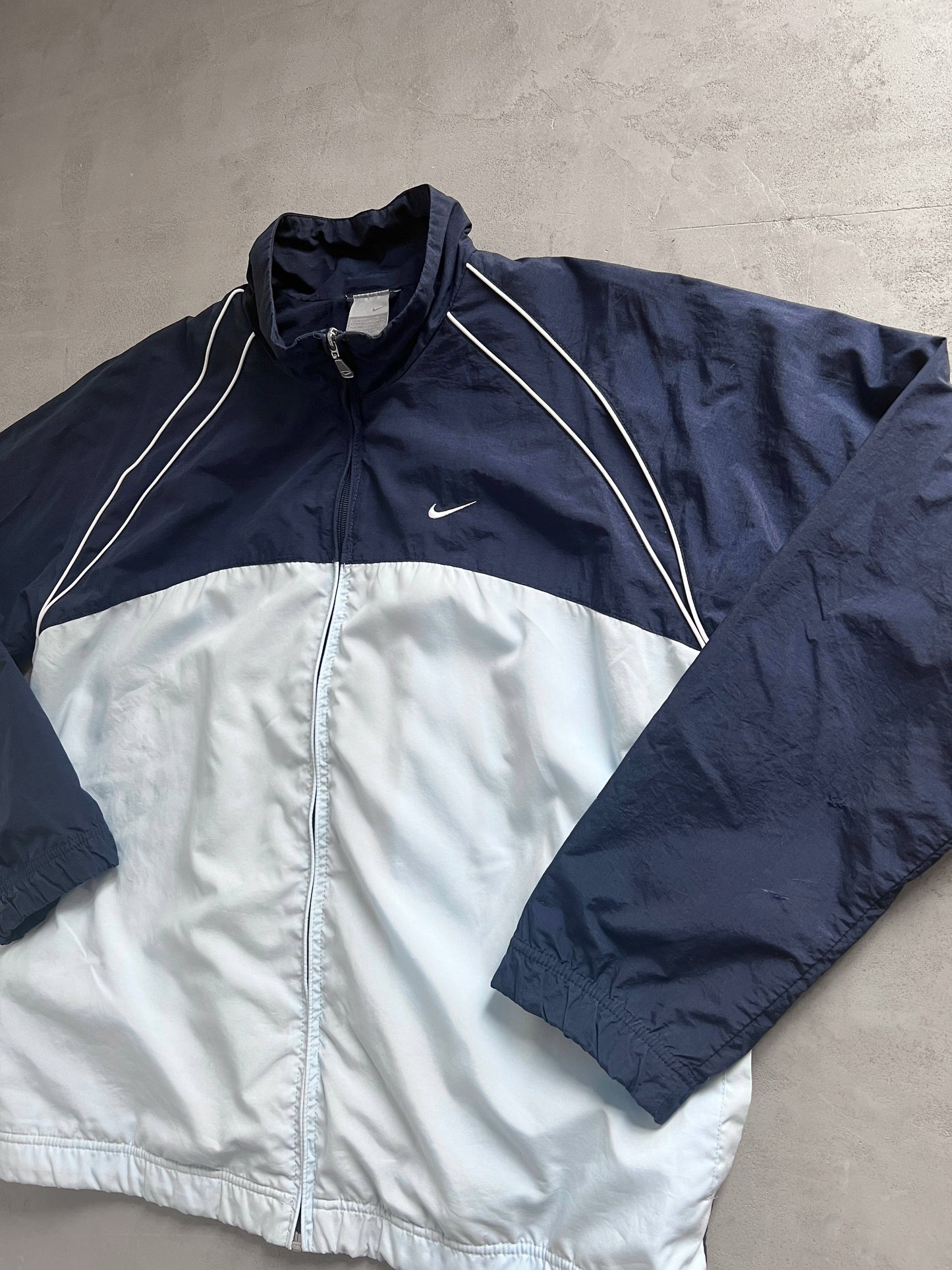 BABY BLUE/NAVY NIKE TRACK JACKET - 2000S - L