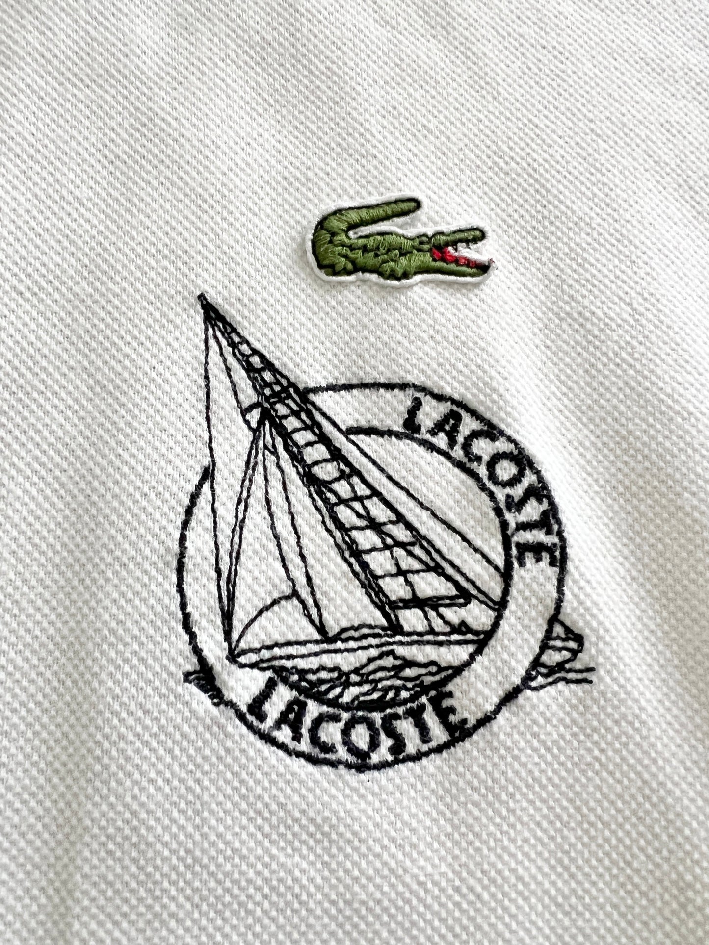 WHITE LACOSTE SAILING SWEATER - 1990S - S