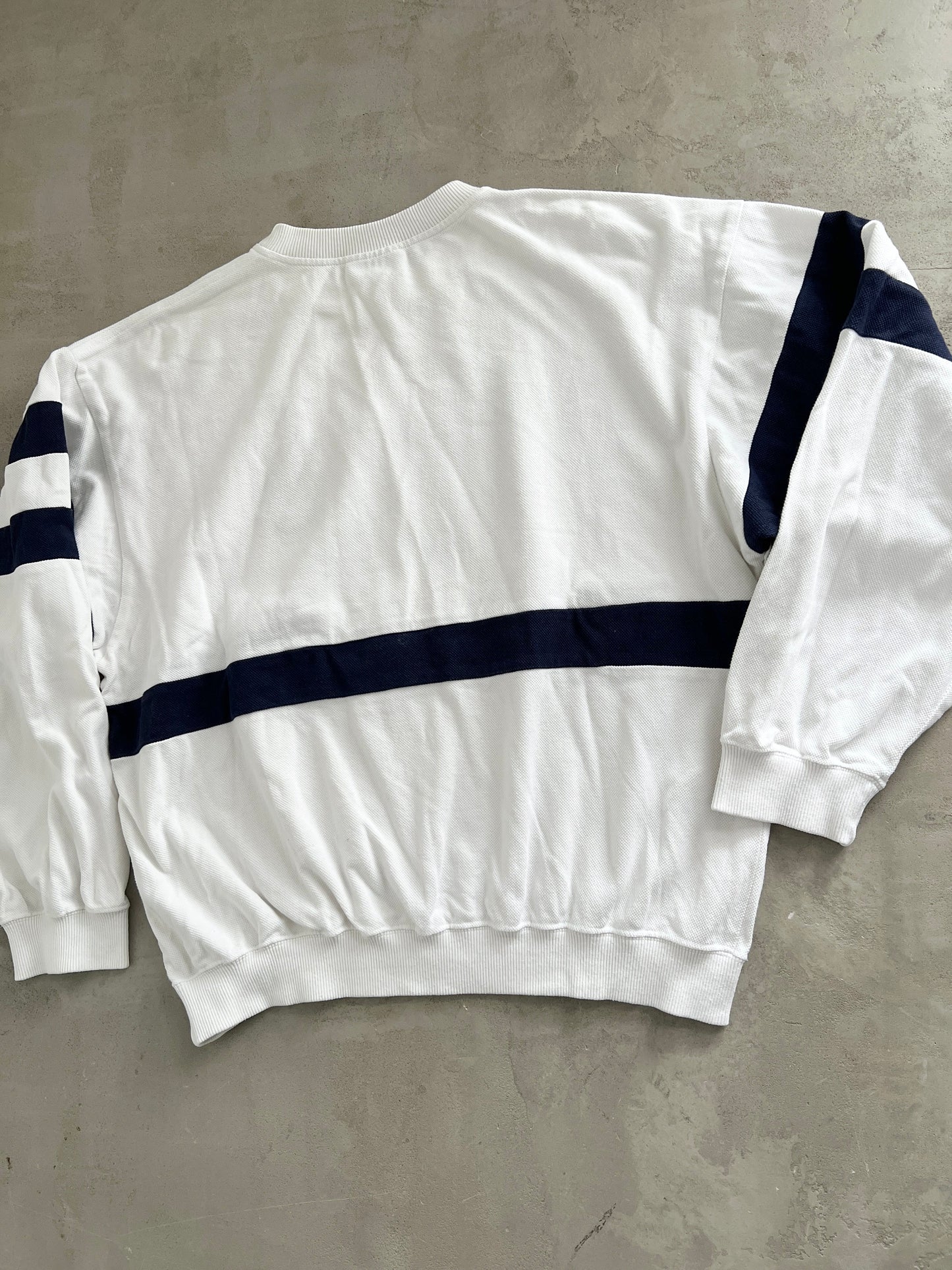 WHITE LACOSTE SAILING SWEATER - 1990S - S