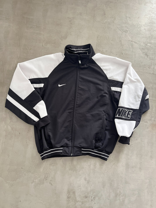 BLACK/WHITE NIKE TRACK JACKET - 1990S - L