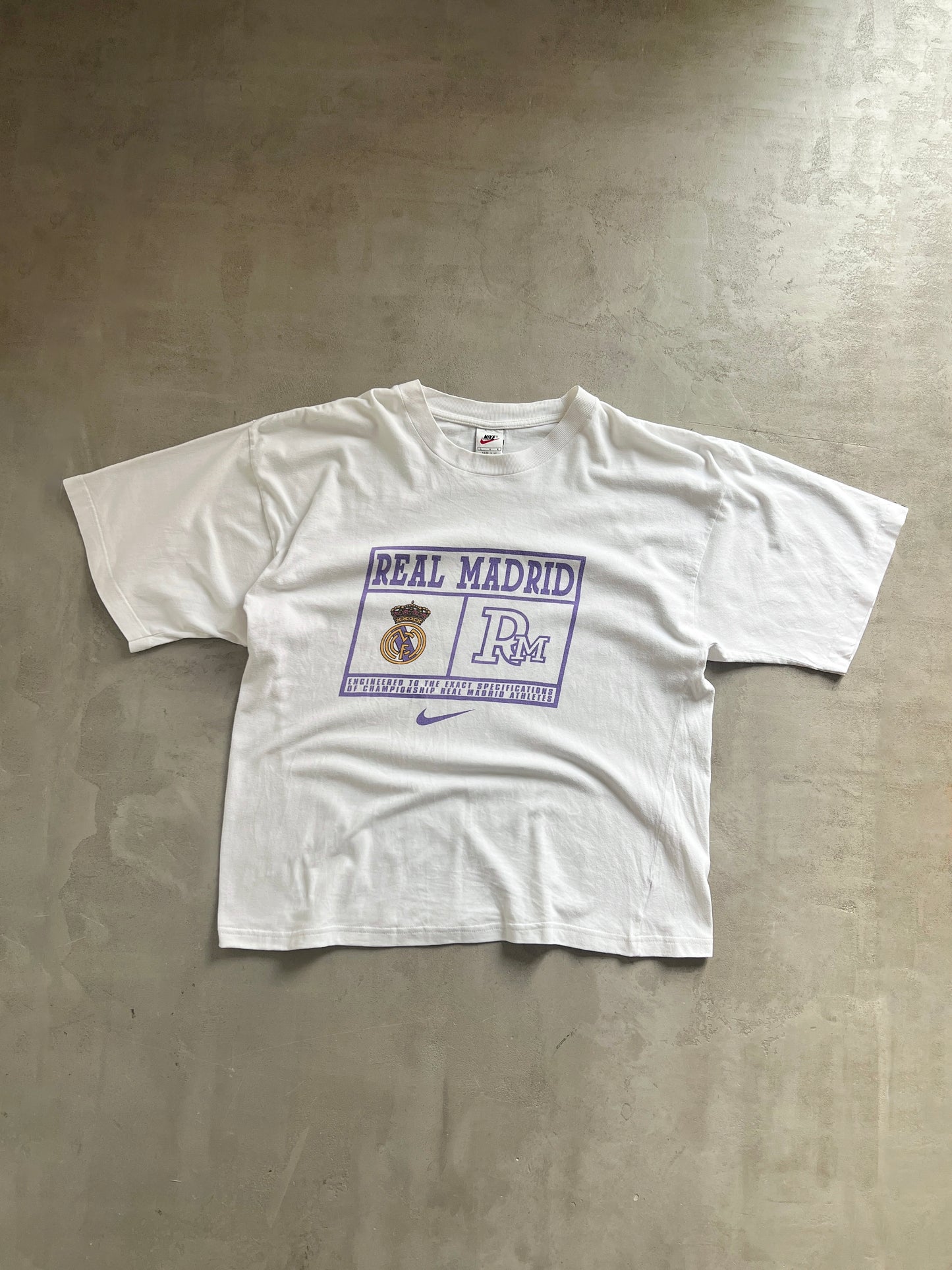 WHITE/PURPLE REAL MADRID NIKE TEE - 1990S - L