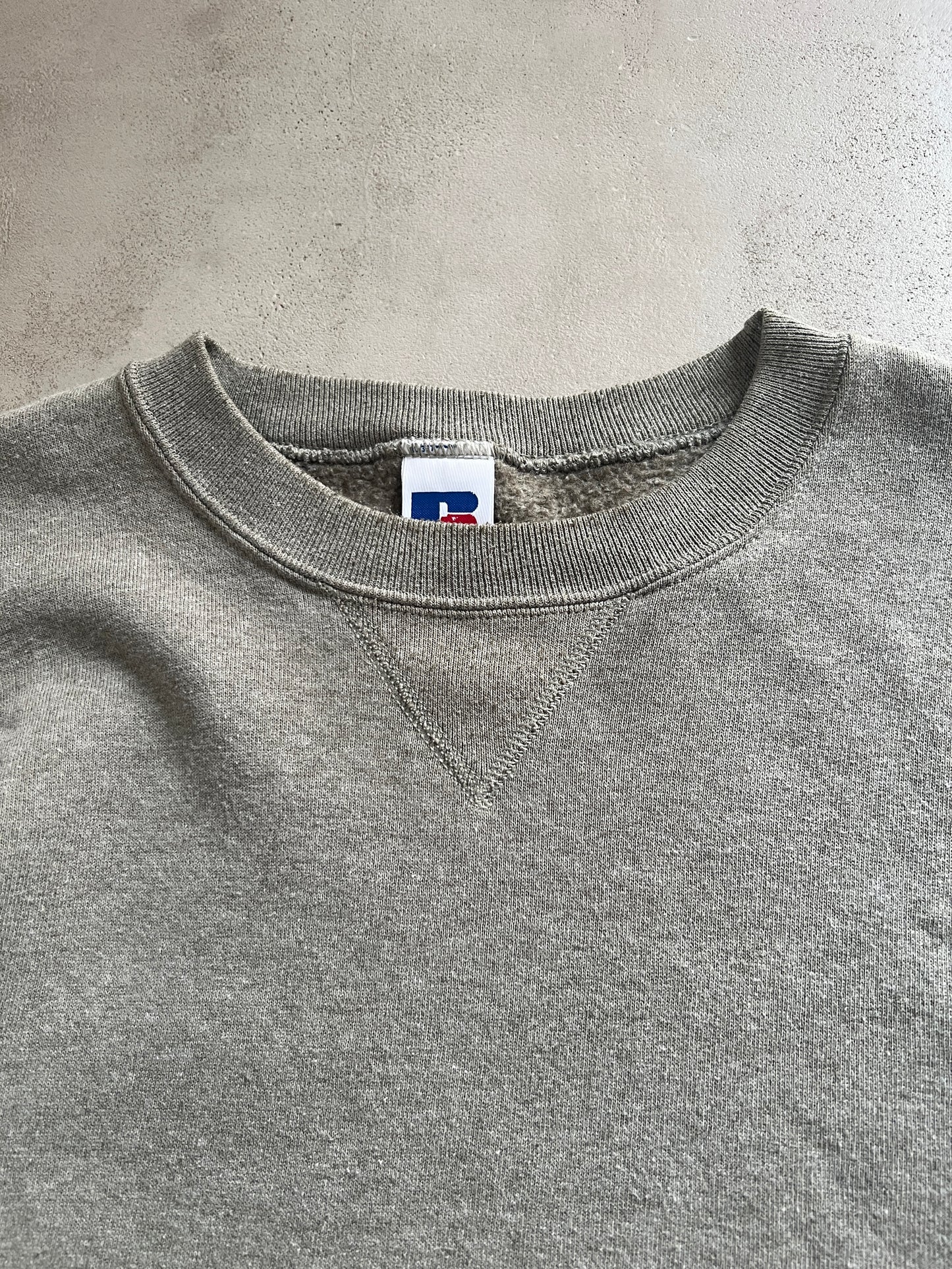 FADED BEIGE/GREY RUSSELL SWEATER - 1990S - M