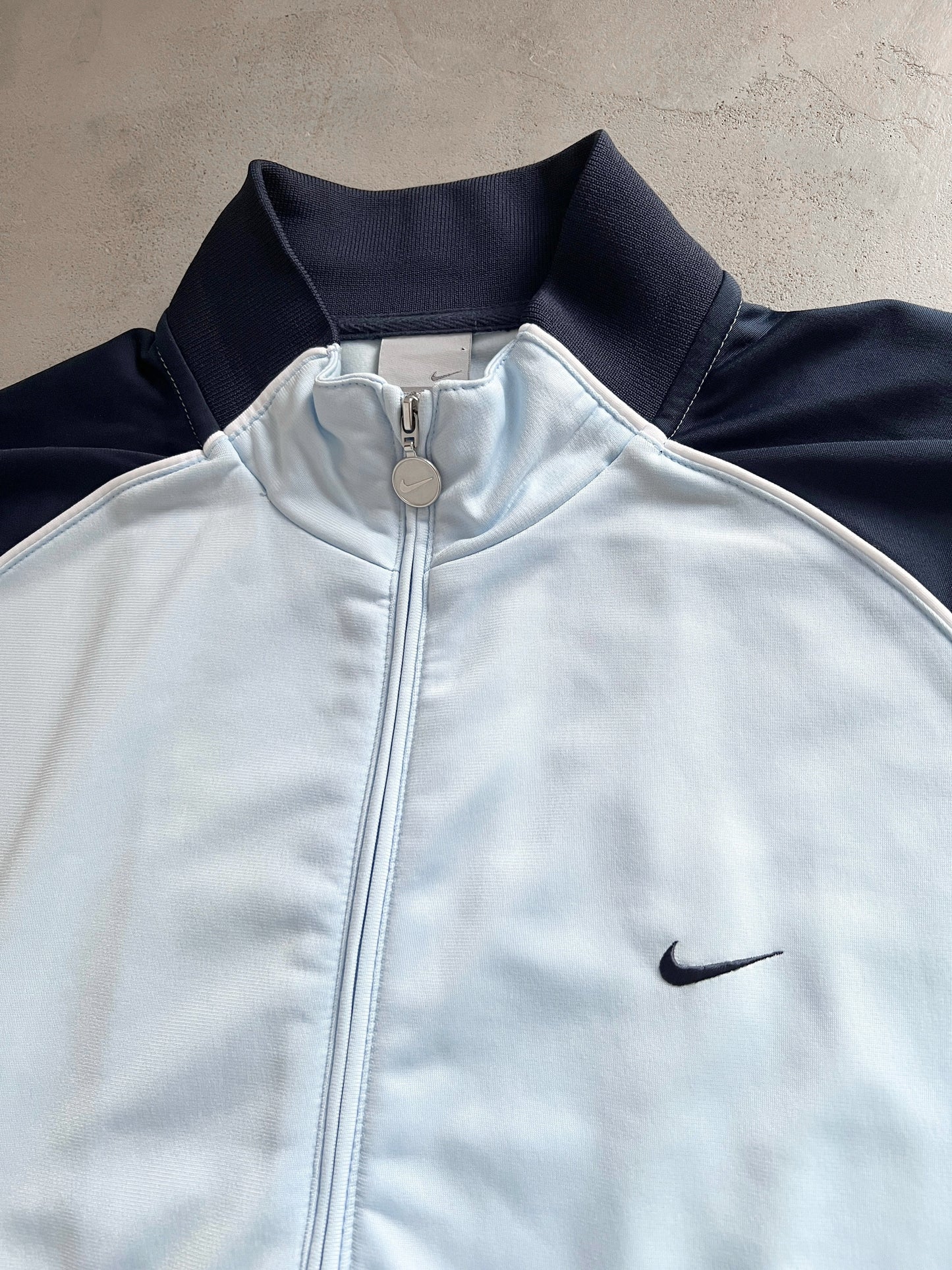 BABY BLUE/NAVY NIKE TRACK JACKET - 2000S - L