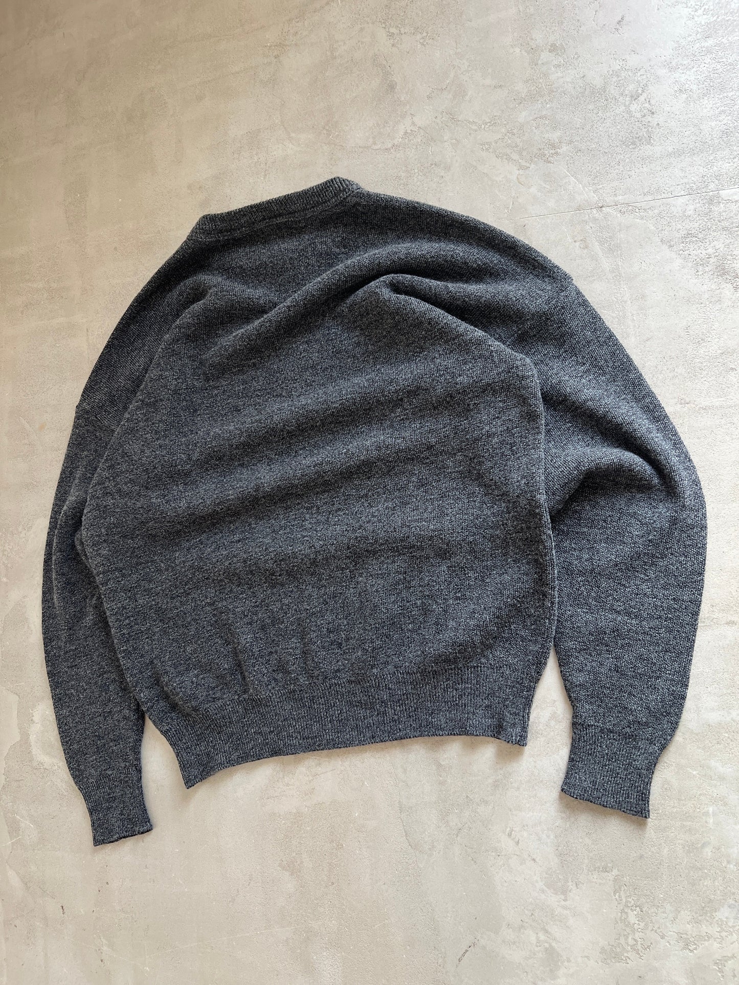 GREY LACOSTE KNIT SWEATER - 2000S - M