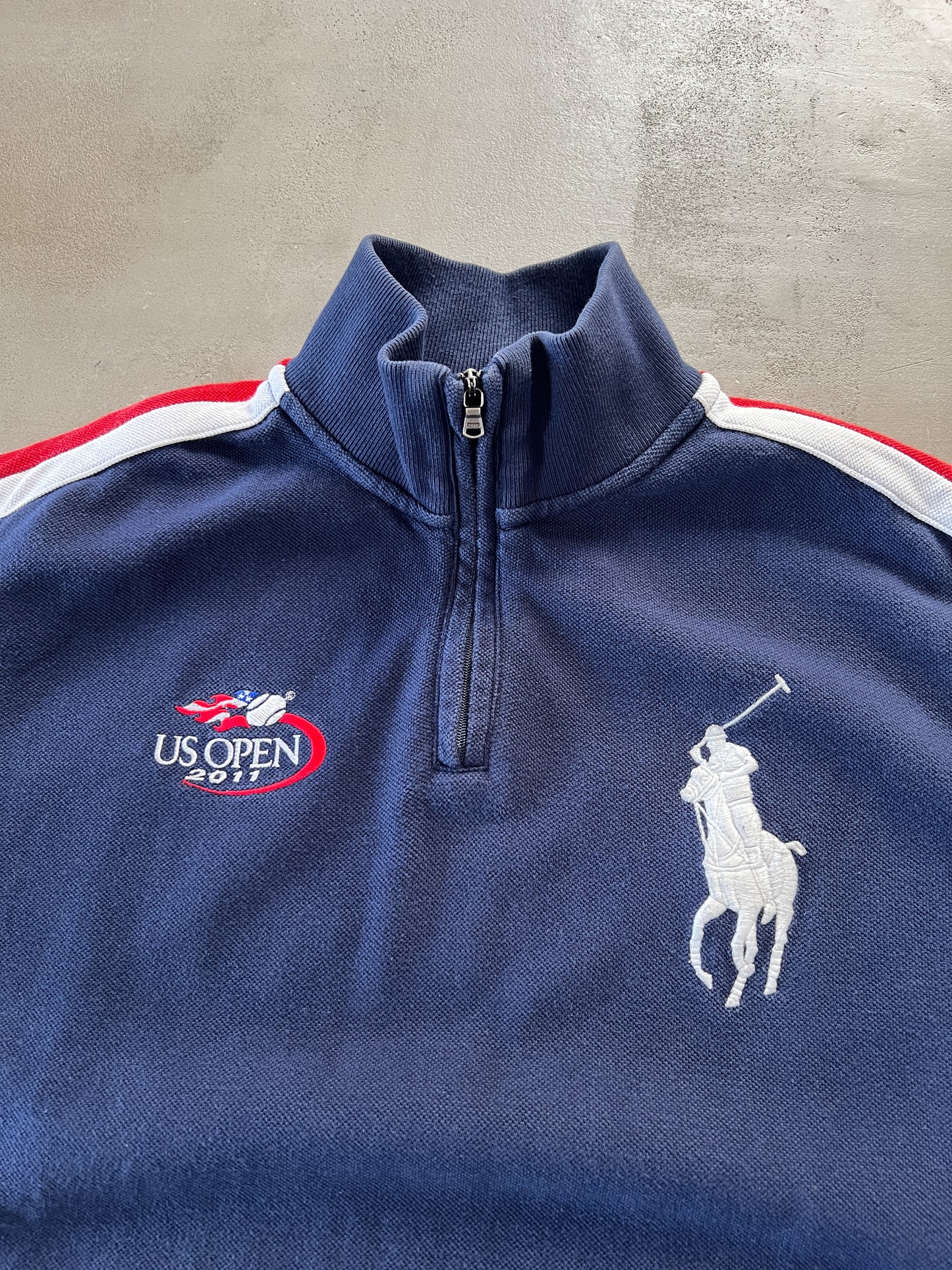 NAVY US OPEN RALPH LAUREN HALF ZIP - 2000S - M