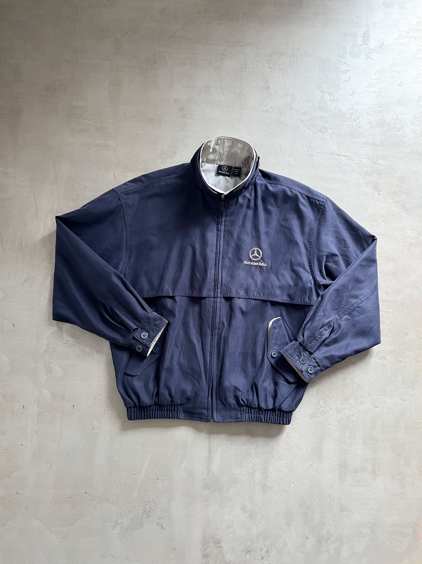 NAVY/CREME MERCEDES BENZ JACKET - 1990S - L