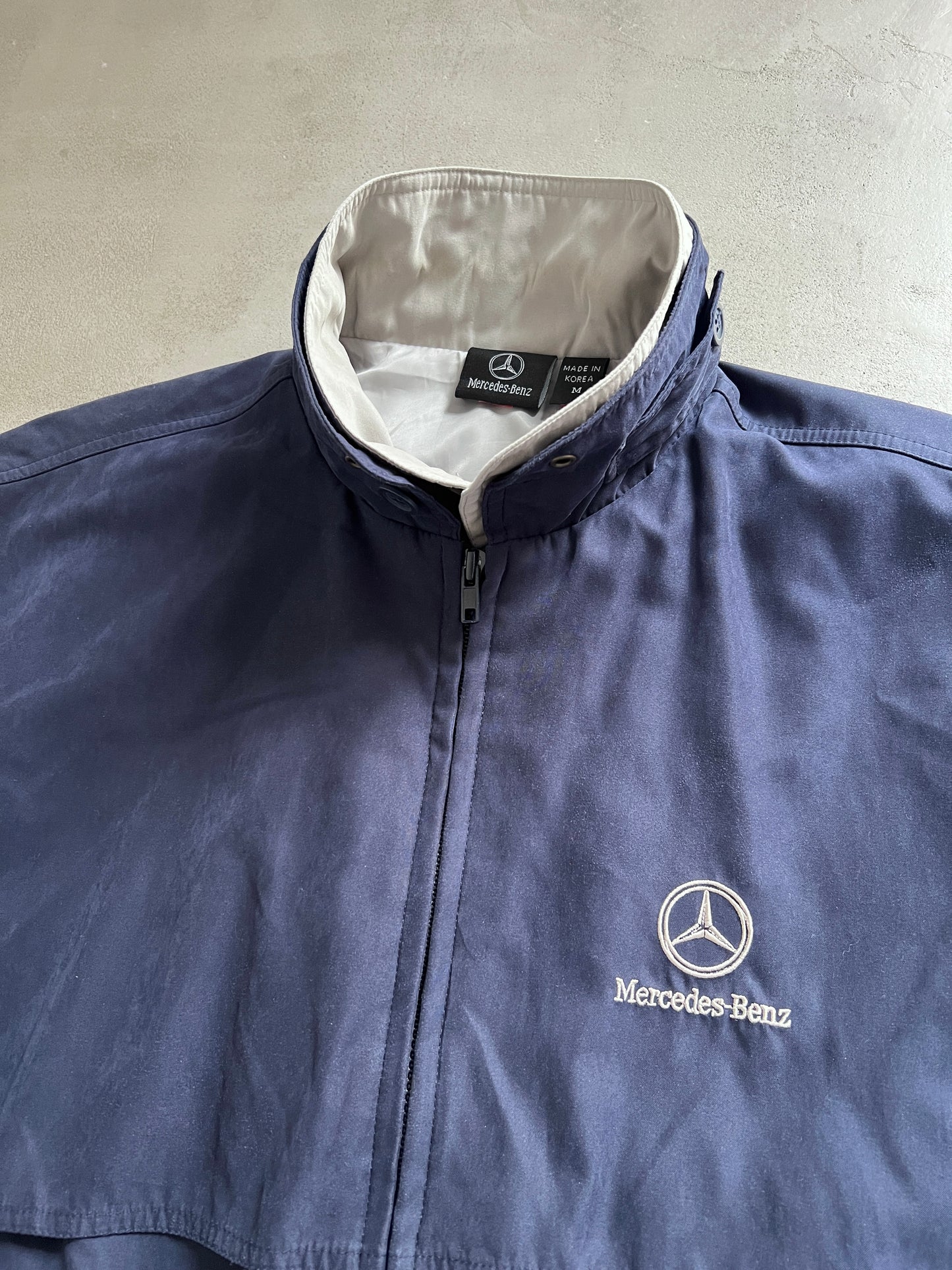 NAVY/CREME MERCEDES BENZ JACKET - 1990S - L