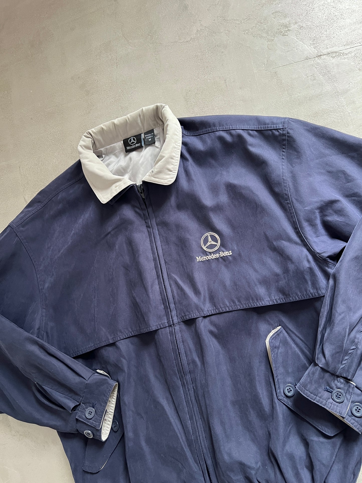 NAVY/CREME MERCEDES BENZ JACKET - 1990S - L