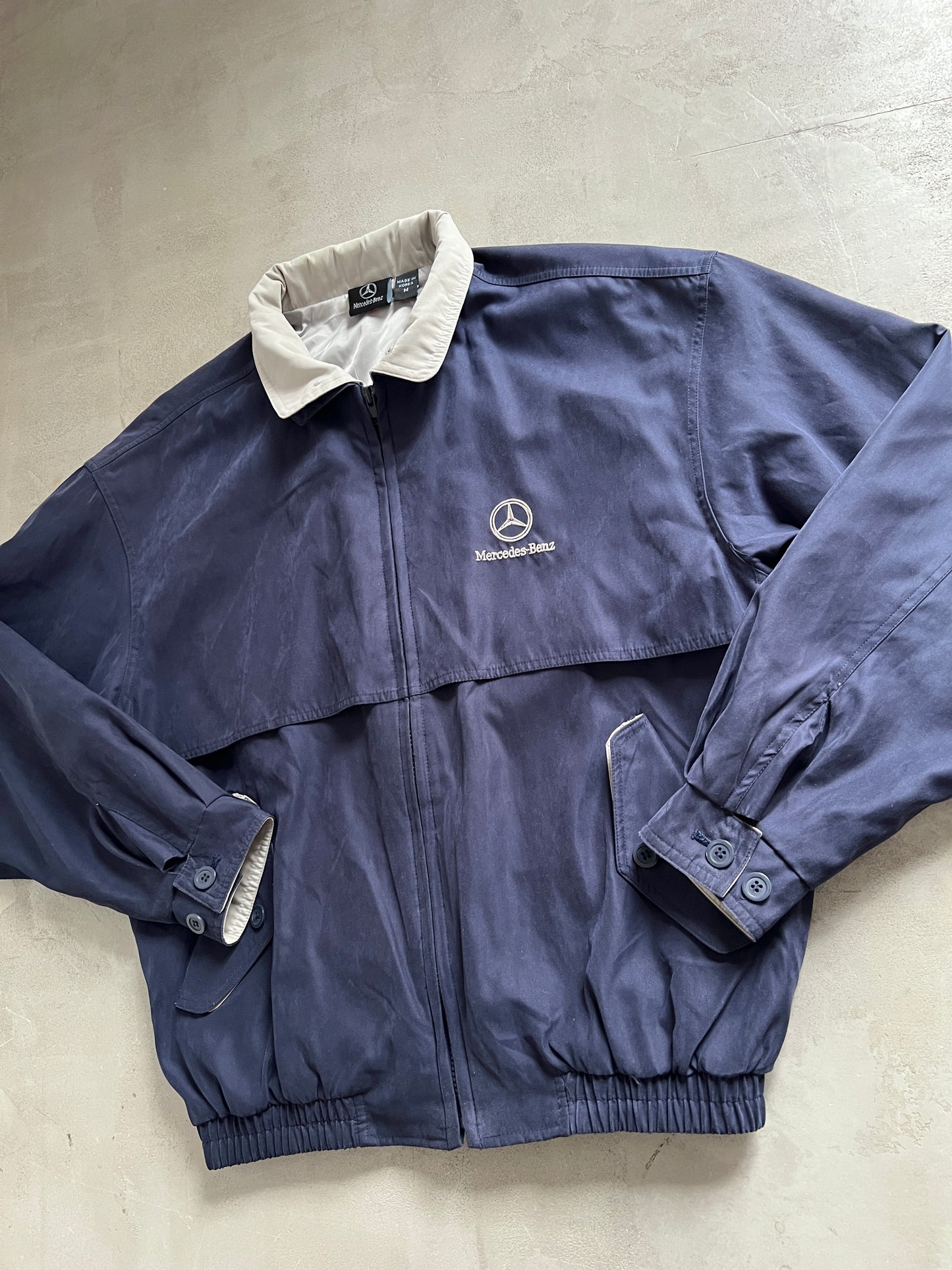 NAVY/CREME MERCEDES BENZ JACKET - 1990S - L