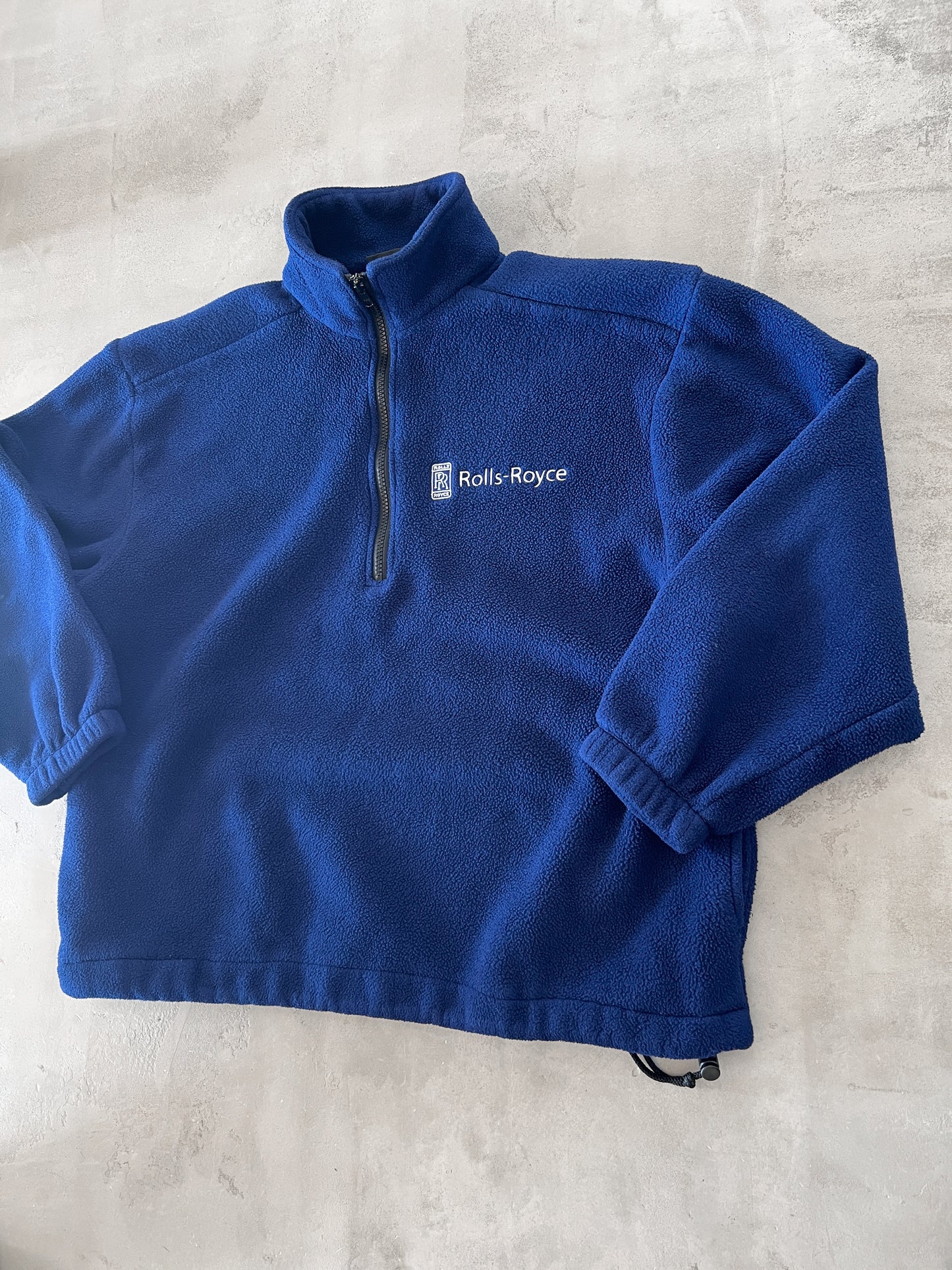 NAVY ROLLS ROYCE HALF ZIP FLEECE - 1990S - S/M