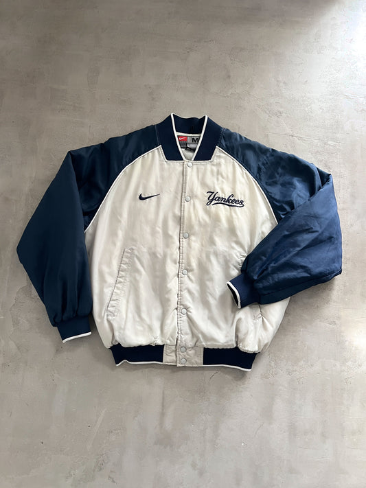 CREME/NAVY YANKEES NIKE COLLEGE JACKET - 1990S - L