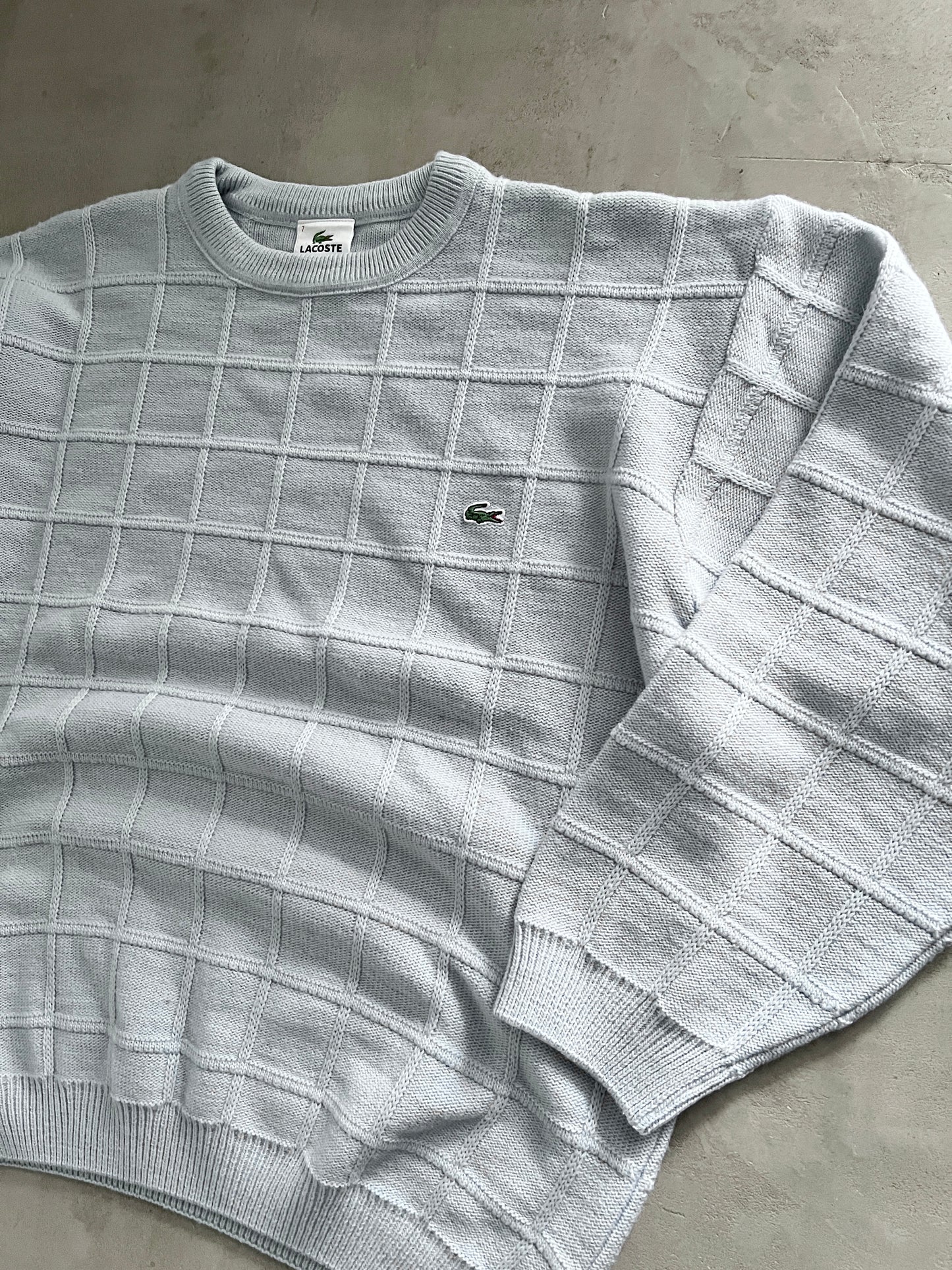 BABY BLUE LACOSTE KNIT SWEATER - 2000S - L/M