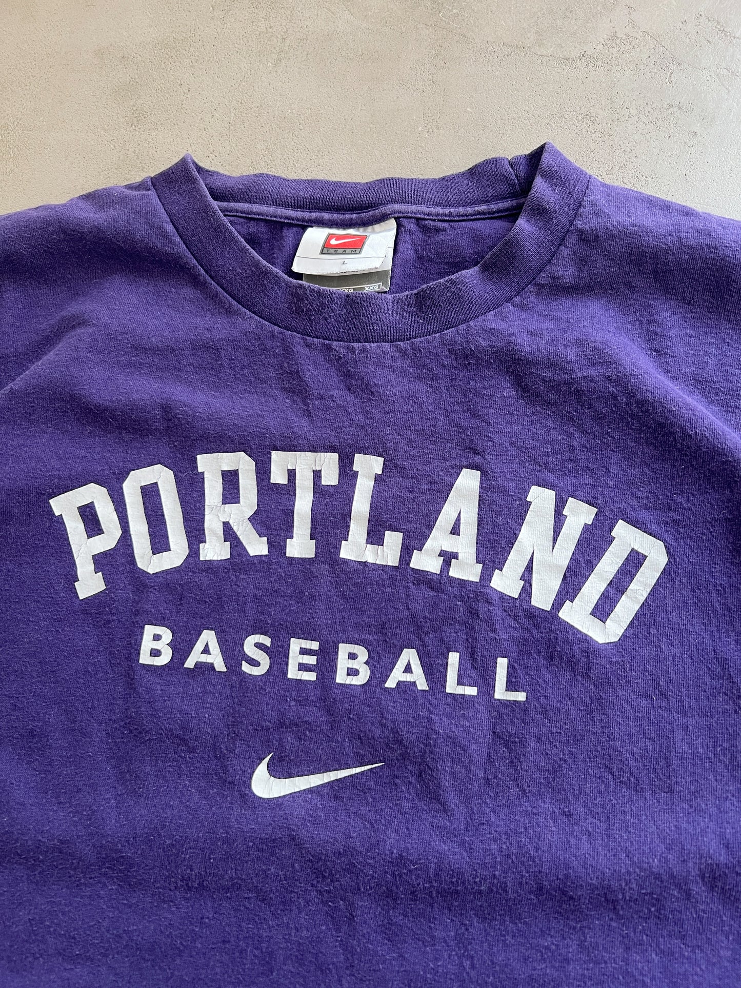 PURPLE NIKE PORTLAND TEE - 1990S - L