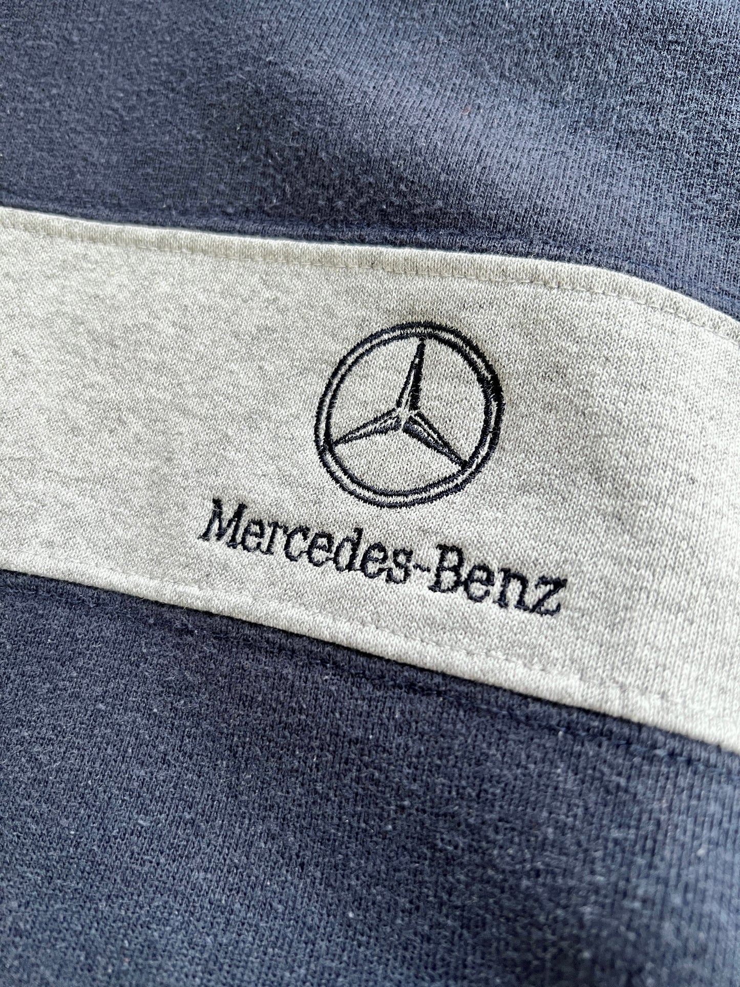 NAVY/GREY MERCEDES BENZ HOODIE - 1990S - XL/L