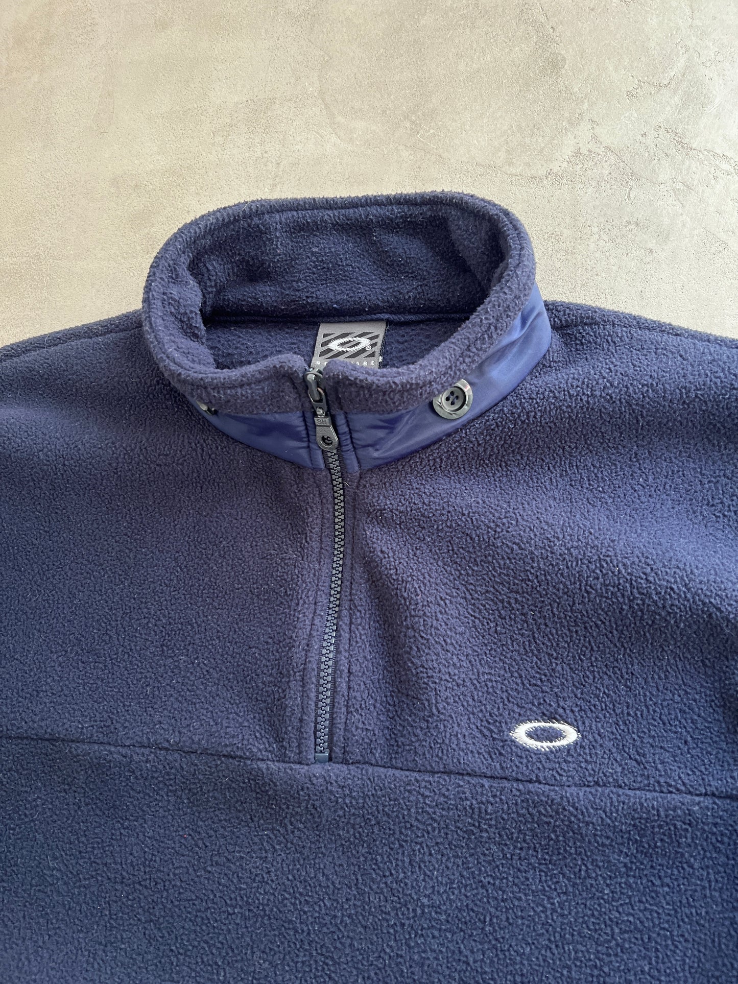 NAVY OAKLEY SOFTWARE HALFZIP - 1990S - XL