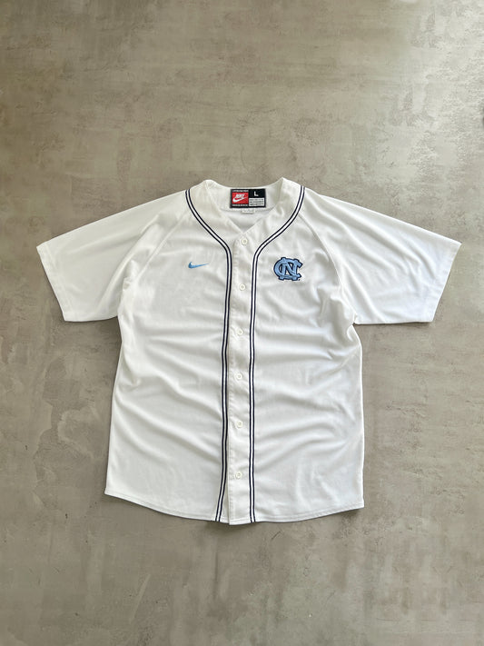 WHITE/BABY BLUE UNC NIKE JERSEY - 1990S - XL