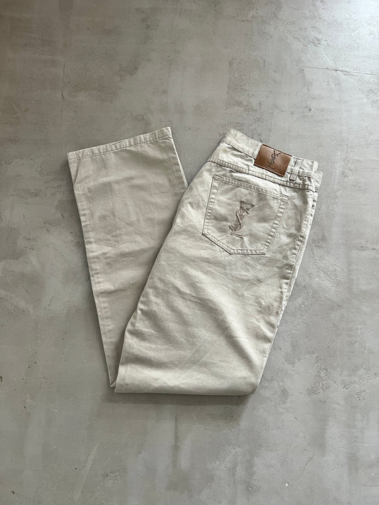 CREME YSL PANTS - 2000S - L/XL