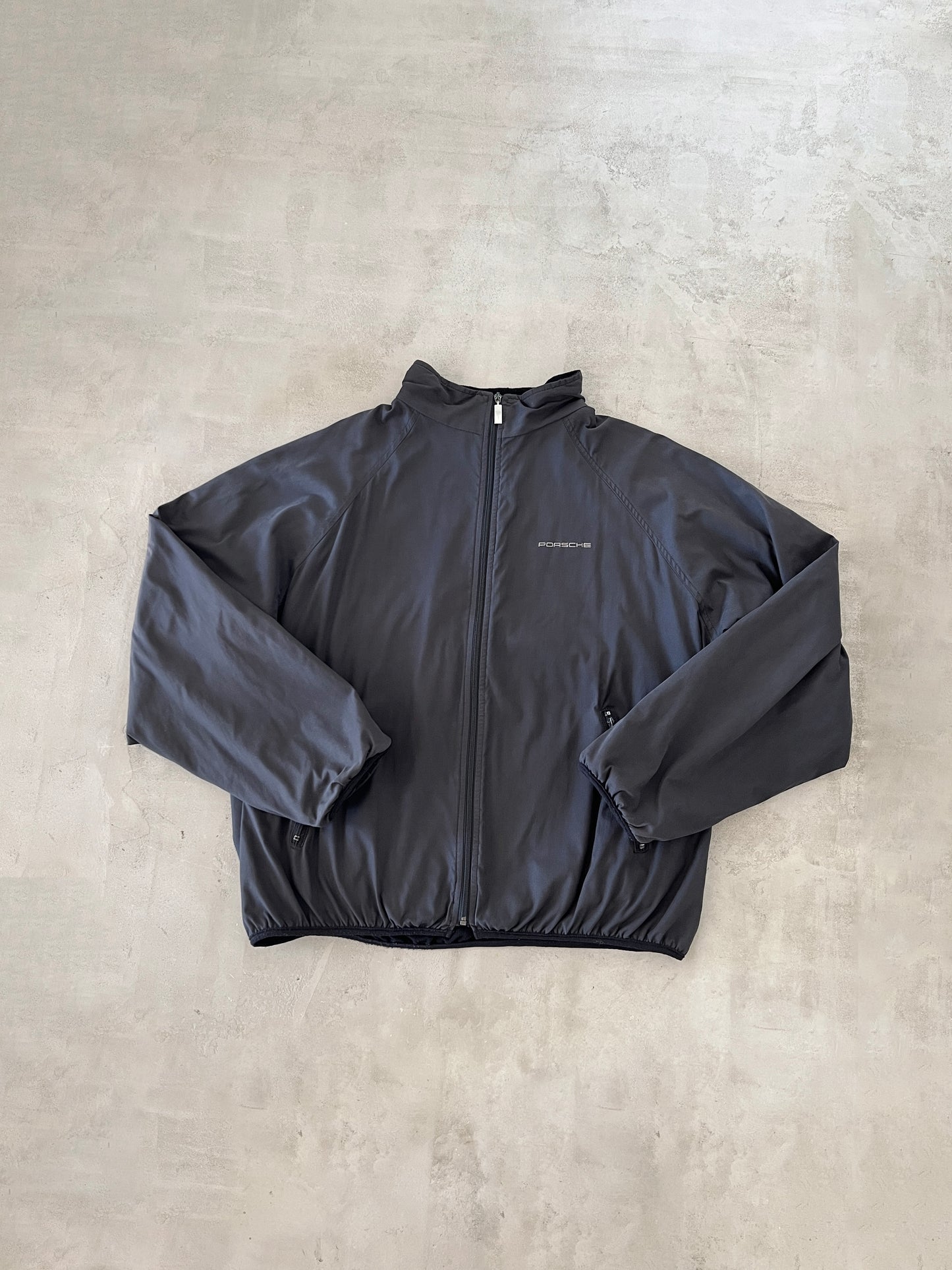 BLACK PORSCHE JACKET - 1990S - XL/L