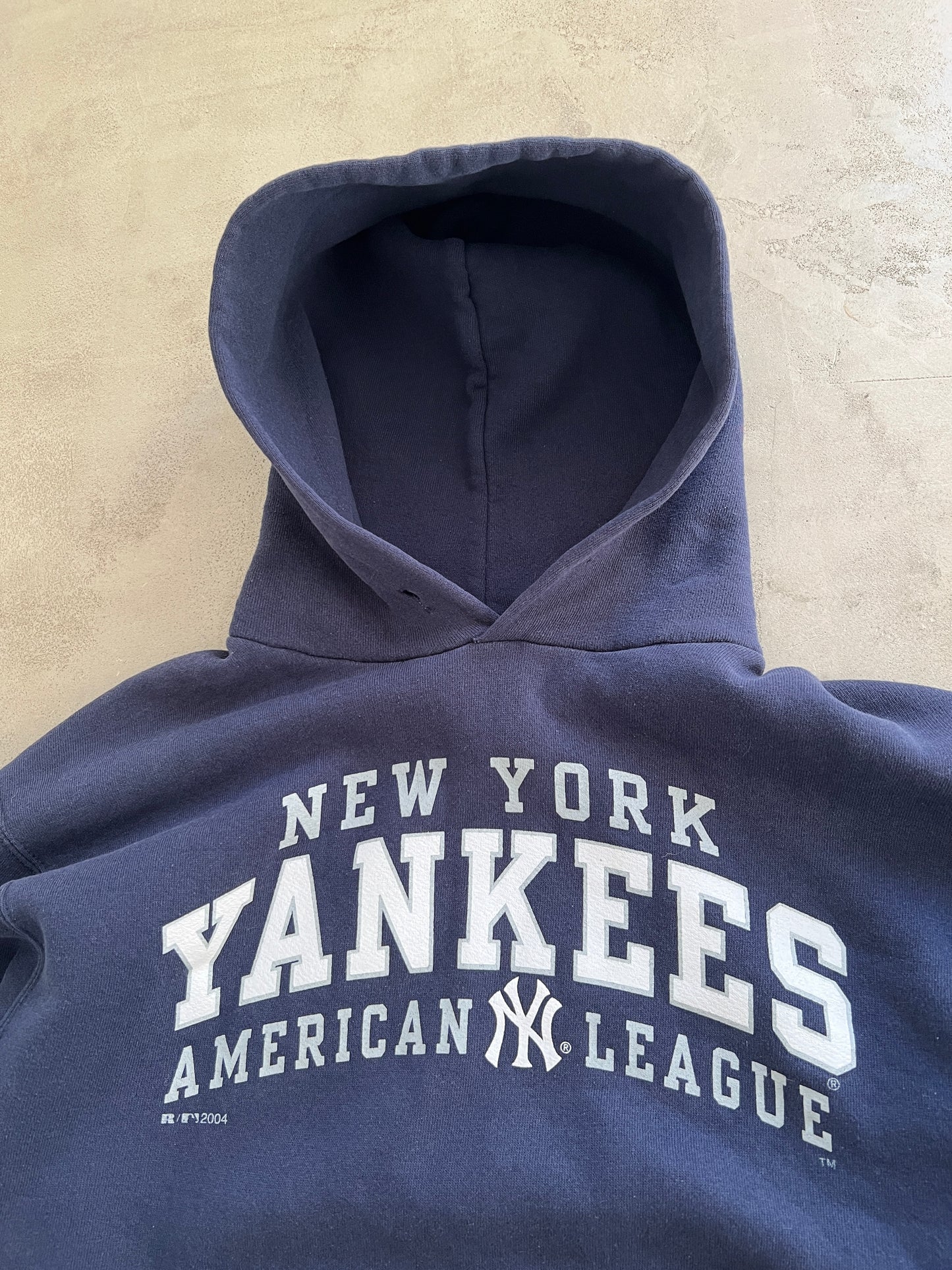 NAVY YANKEES RUSSELL HOODIE - 1990S - S