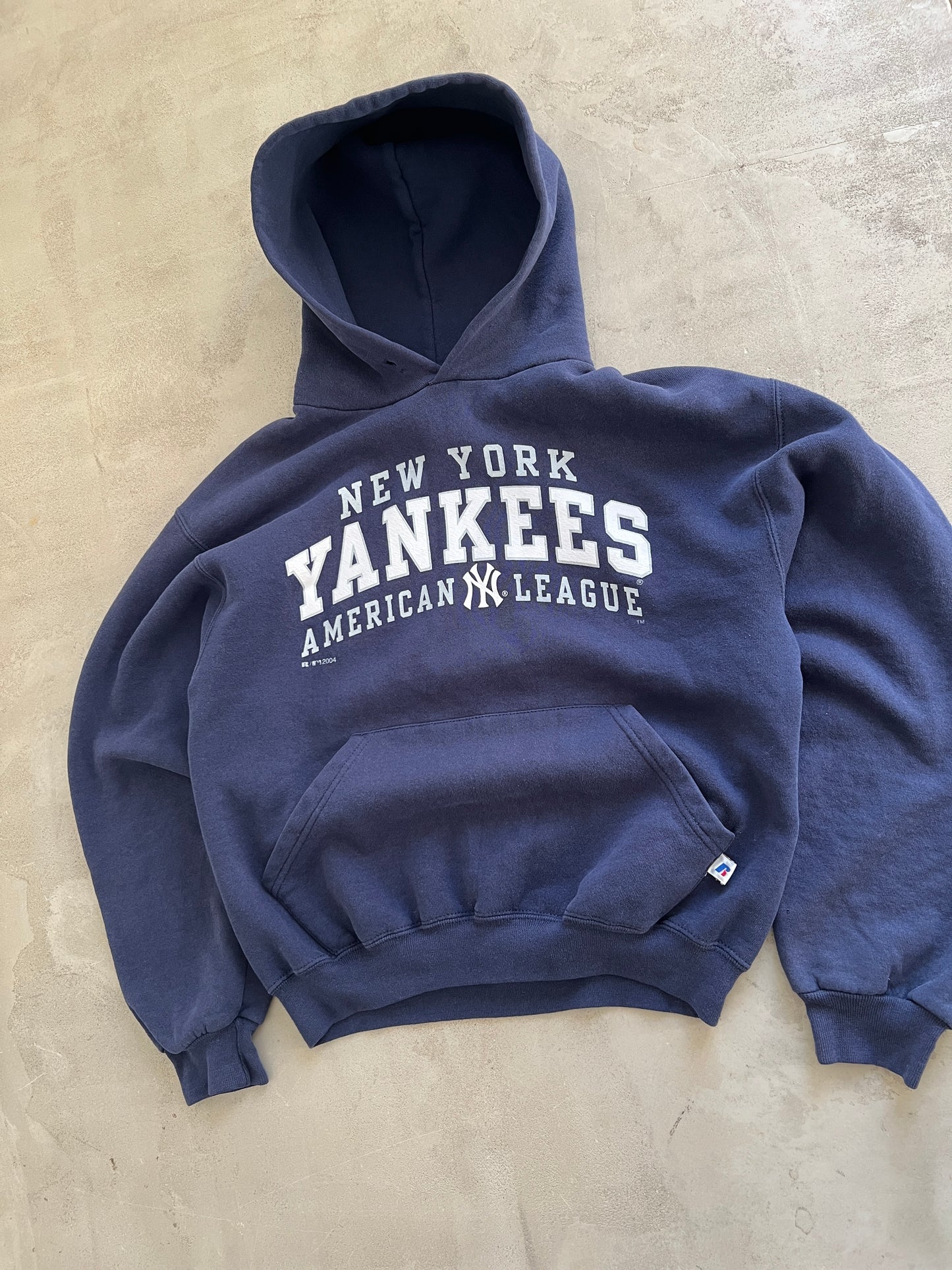 NAVY YANKEES RUSSELL HOODIE - 1990S - S