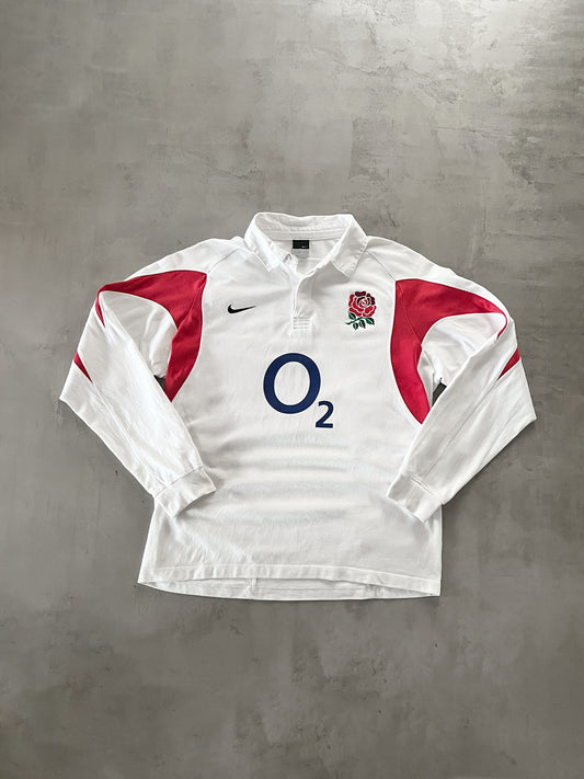 WHITE ENGLAND RUGBY LONGSLEEVE - 2000S - L