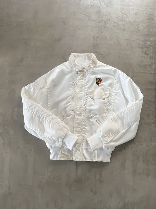 CREME/WHITE PORSCHE JACKET - 1990S - S/M