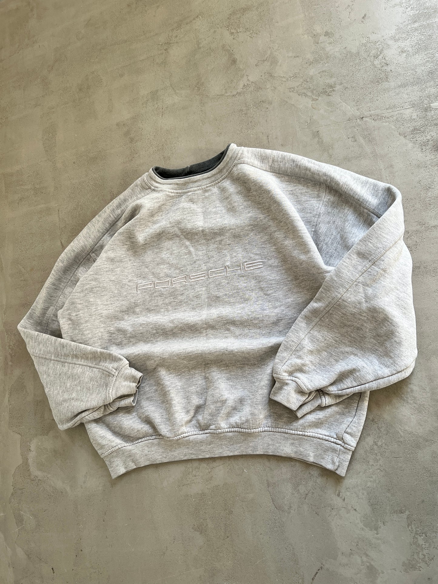 GREY PORSCHE SWEATER - 1990S - XS