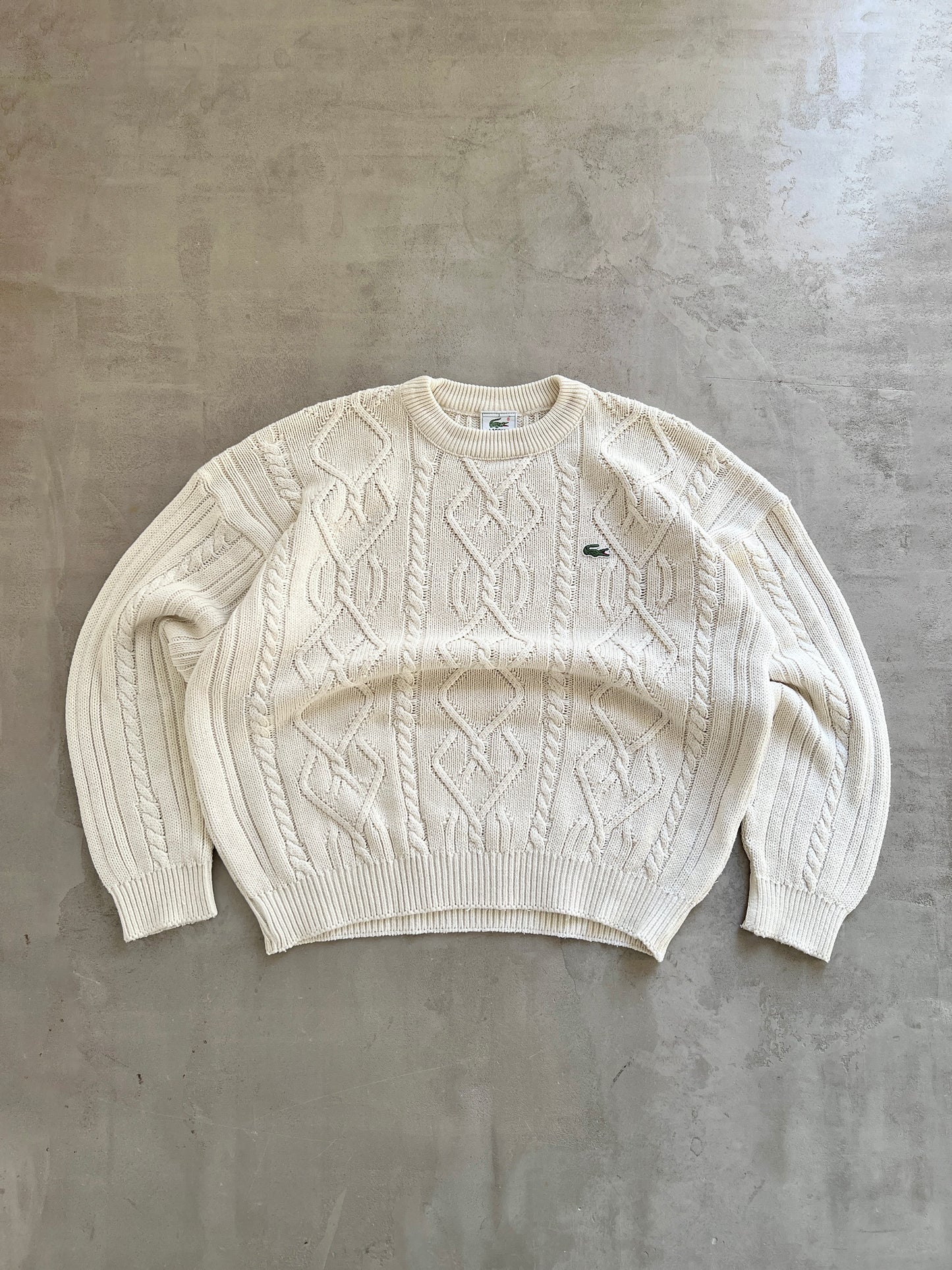 CREME LACOSTE KNIT SWEATER - 2000S - M/S