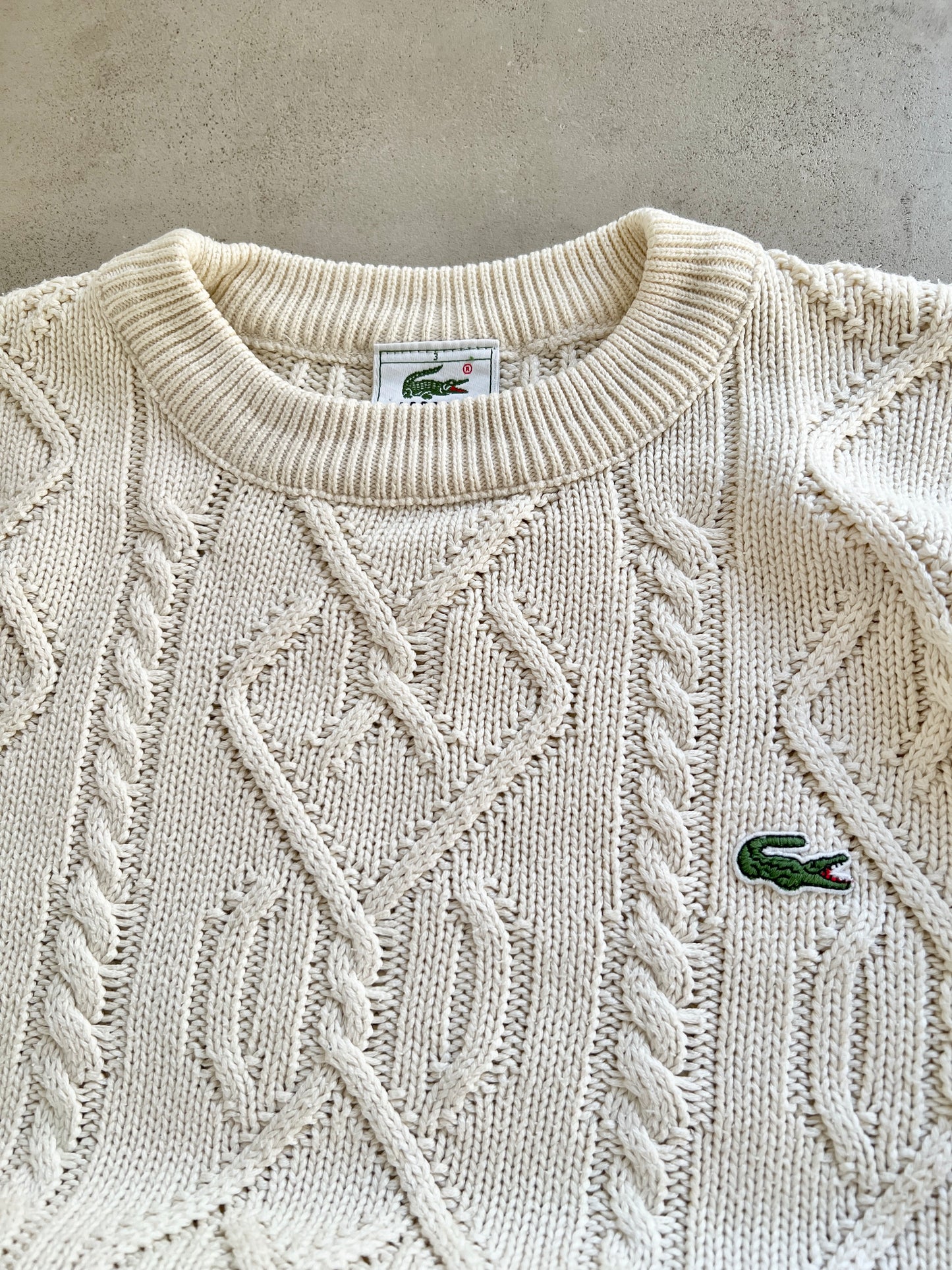 CREME LACOSTE KNIT SWEATER - 2000S - M/S