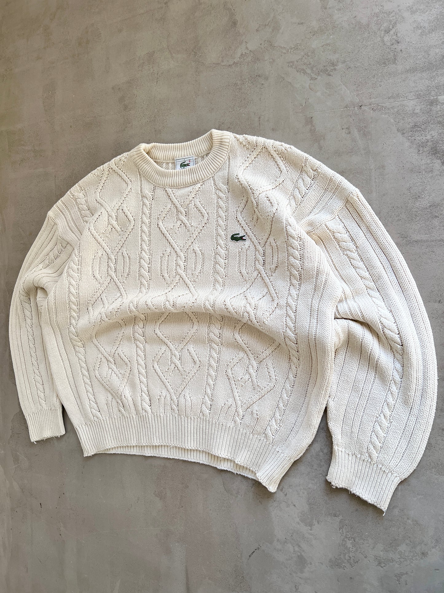 CREME LACOSTE KNIT SWEATER - 2000S - M/S