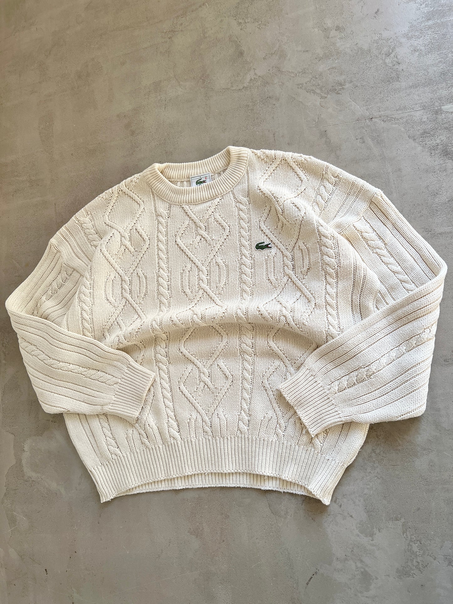 CREME LACOSTE KNIT SWEATER - 2000S - M/S