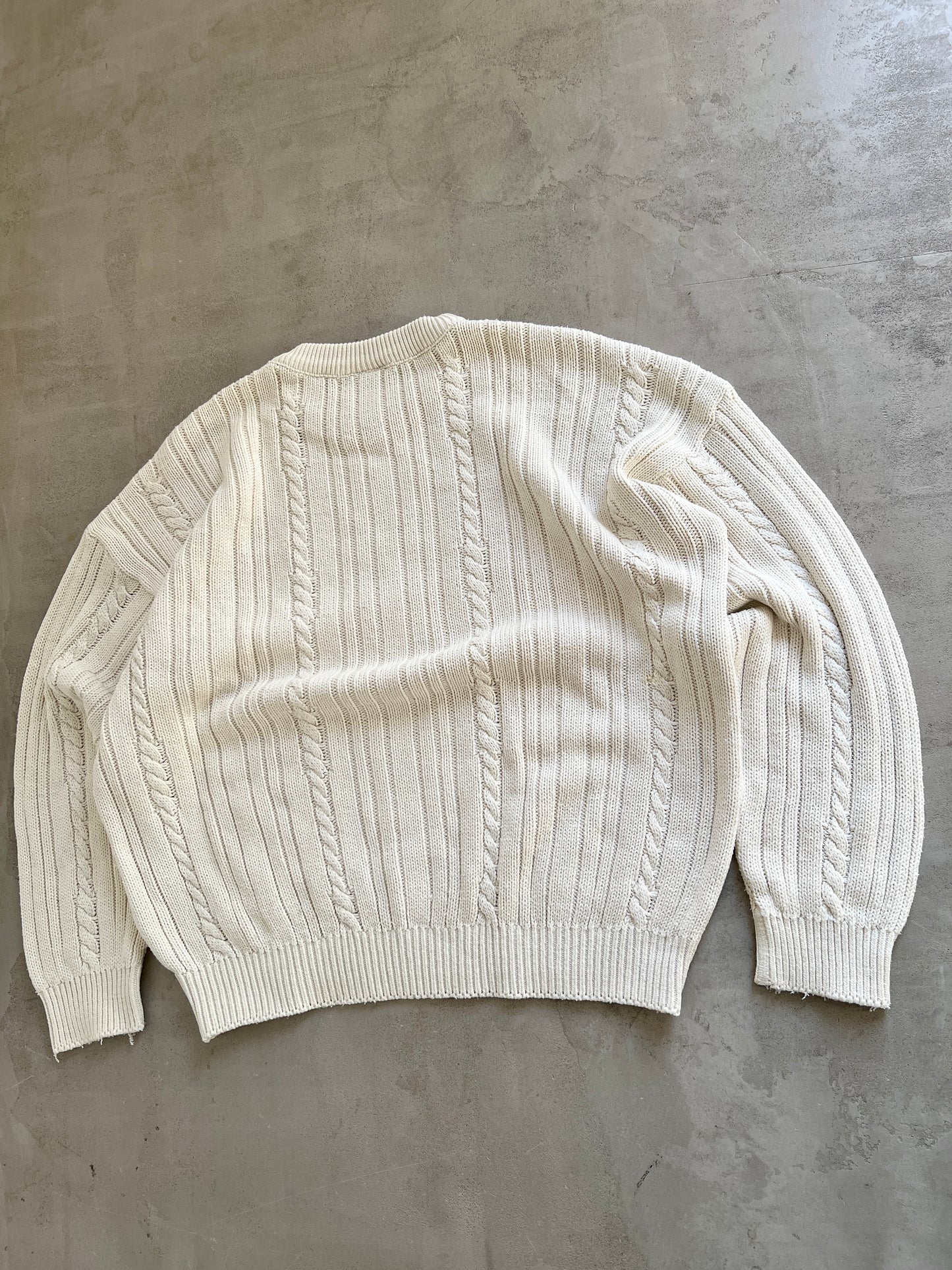 CREME LACOSTE KNIT SWEATER - 2000S - M/S