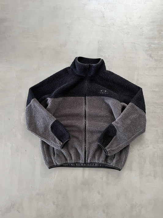 GREY/BLACK OAKLEY FLEECE JACKET - 2000S - M