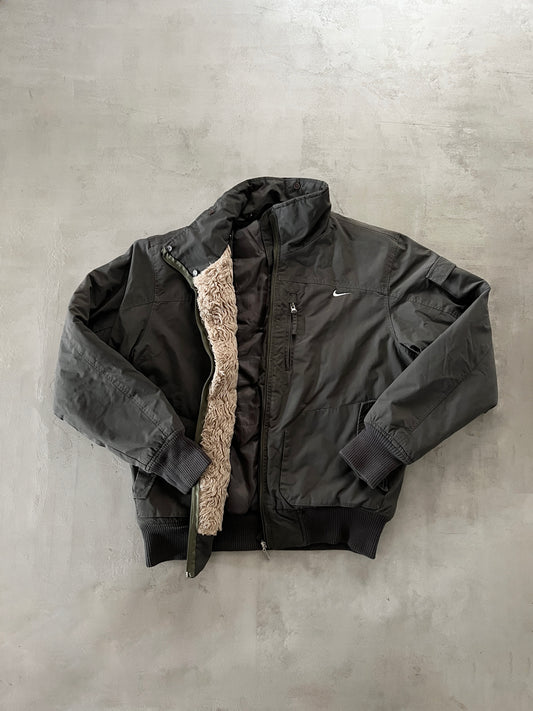 DARK OLIVE NIKE ACG FUR JACKET - 2000S - L/XL
