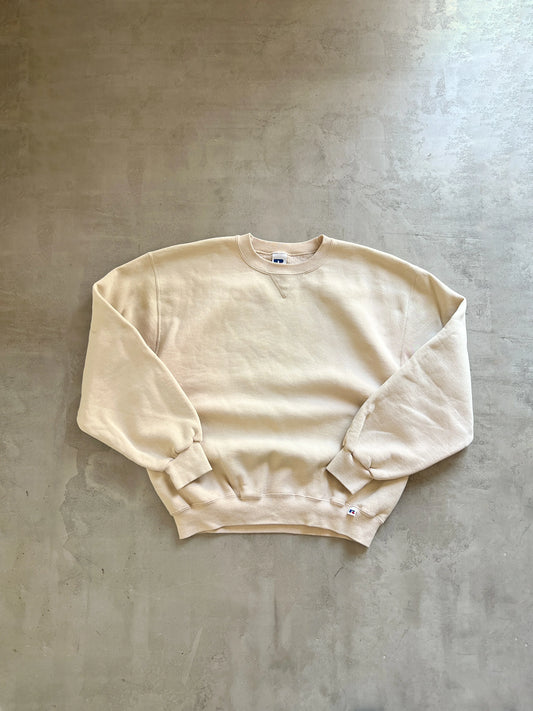CREME RUSSELL ATHLETIC SWEATER - 1990S - L/M