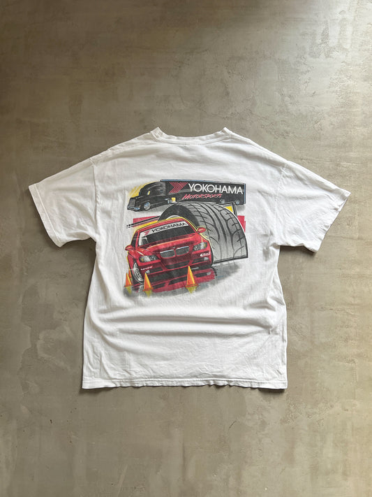 WHITE YOKOHAMA X BMW RACING TEE - 2000S - M/L