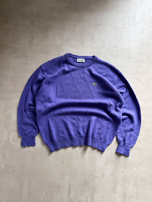 PURPLE LACOSTE KNIT SWEATER - 1990S - L