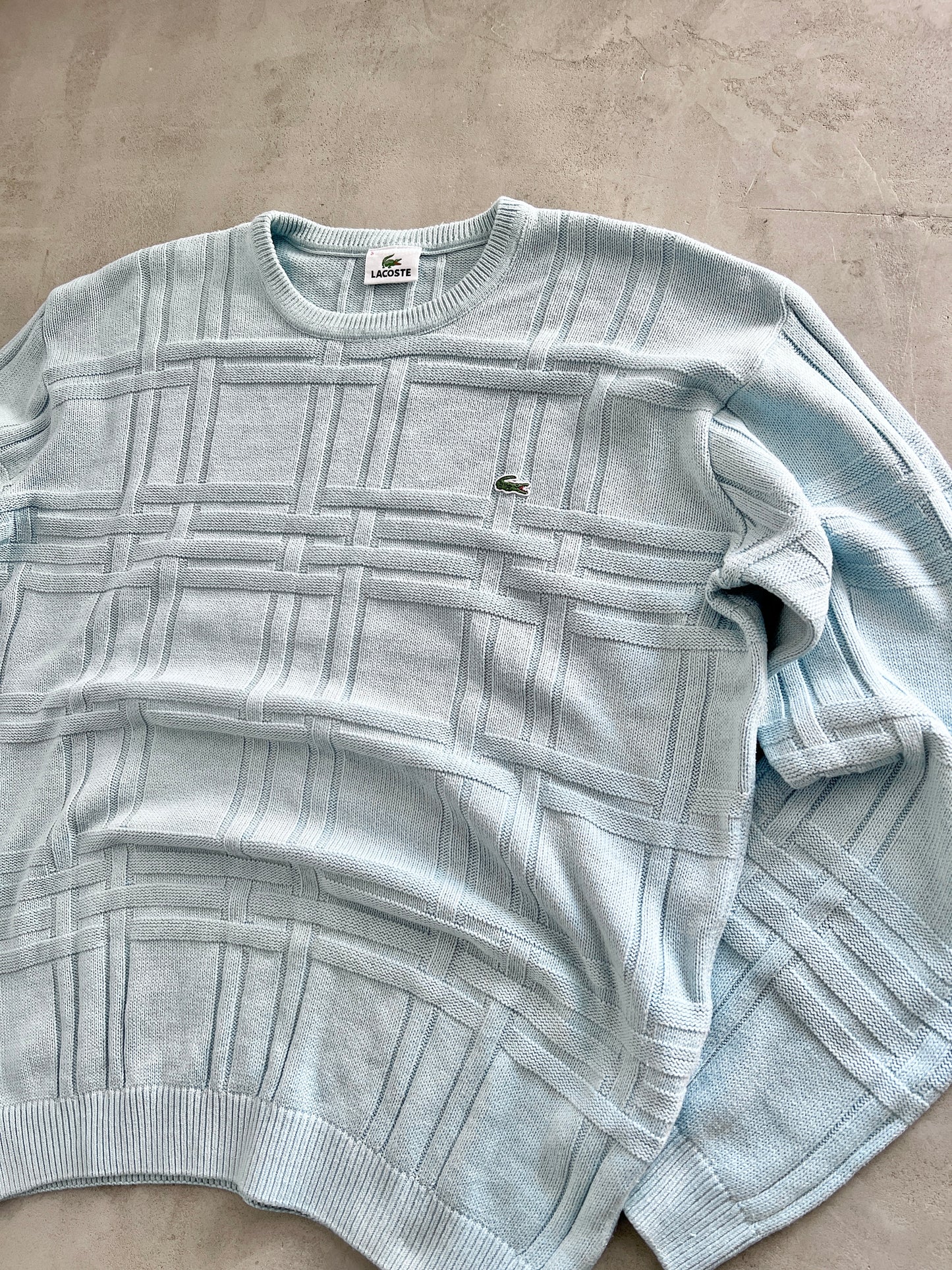 BABY BLUE LACOSTE KNIT WEAR - 2000S - L