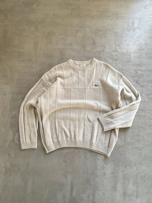 CREME LACOSTE KNIT SWEATER - 2000S - M