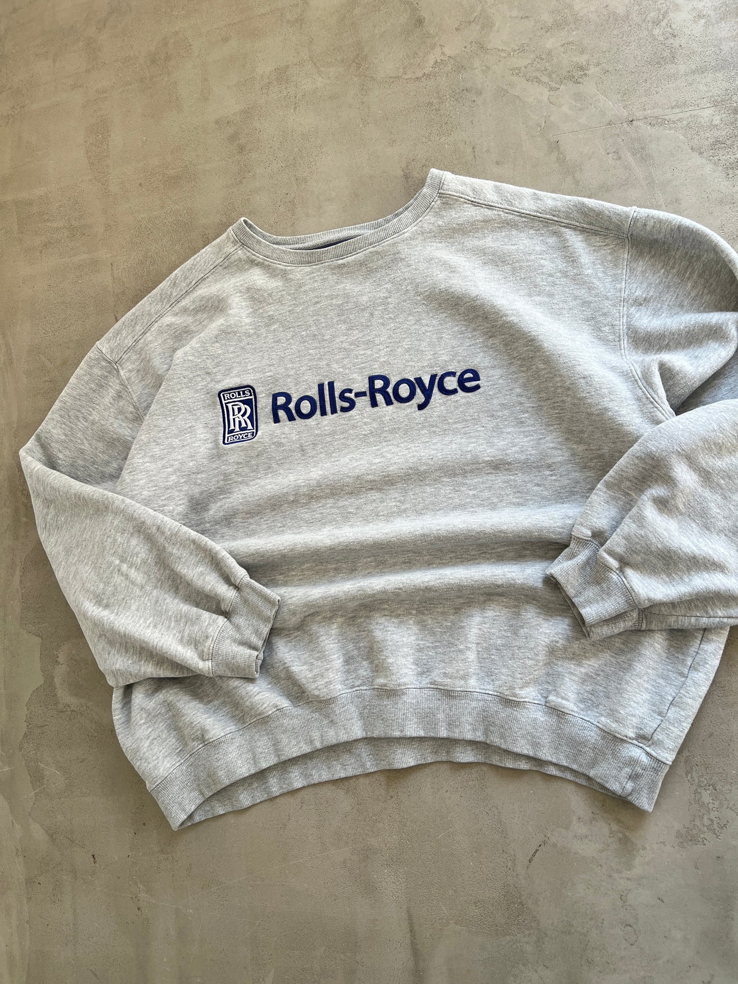 GREY ROLLS ROYCE SWEATER - 1990S - L/XL