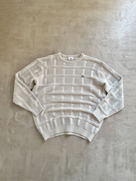 CREME LACOSTE KNIT SWEATER - 2000S - M