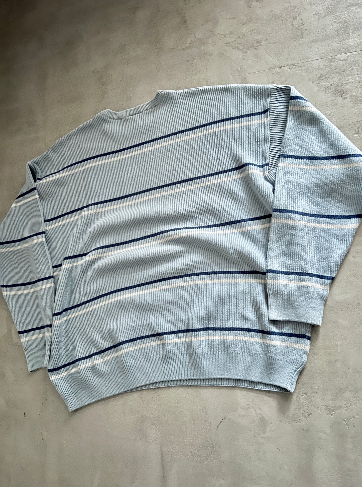 BABY BLUE LACOSTE KNIT SWEATER - 2000S - L/XL