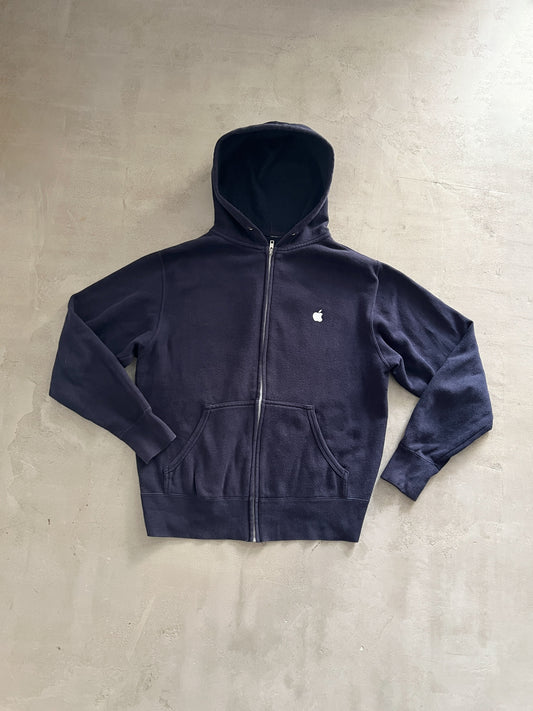 NAVY APPLE ZIP UP HOODIE - 2000S - S