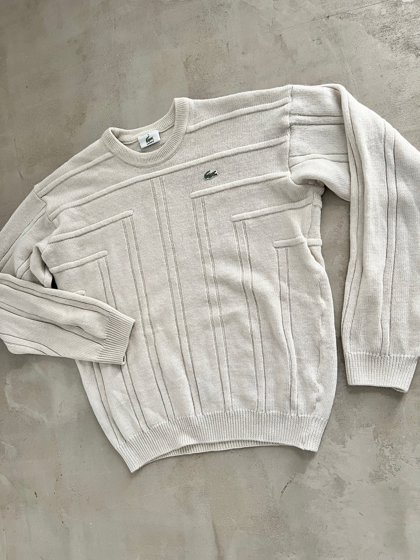 CREME LACOSTE KNIT SWEATER - 2000S - XS/S