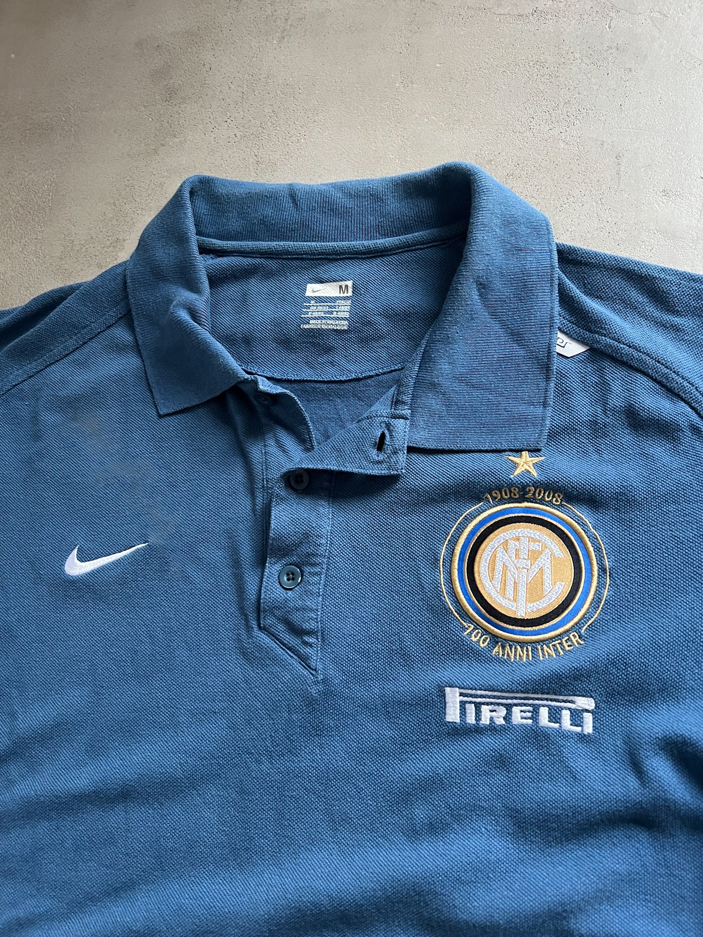 SLATE BLUE INTER MILAN NIKE POLO - 2000S - M