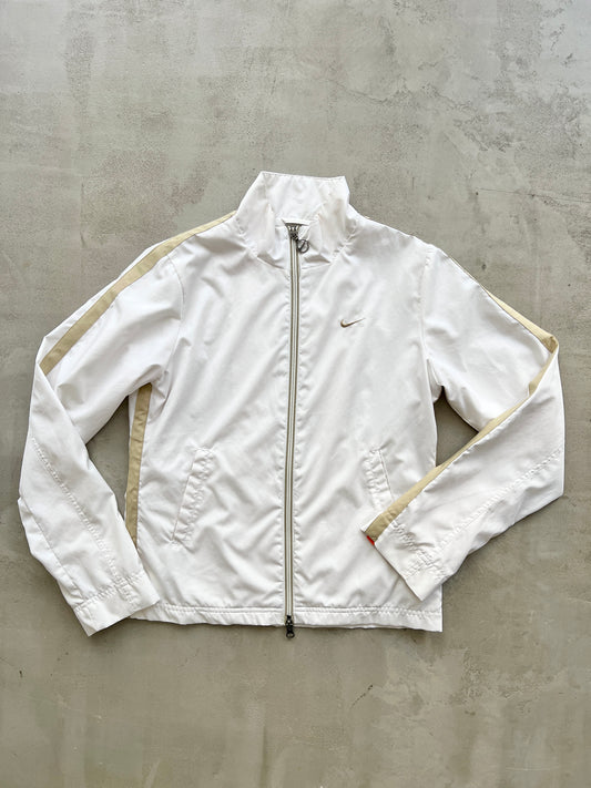 WHITE/BEIGE NIKE TRACK JACKET - 2000S - WOMENS S