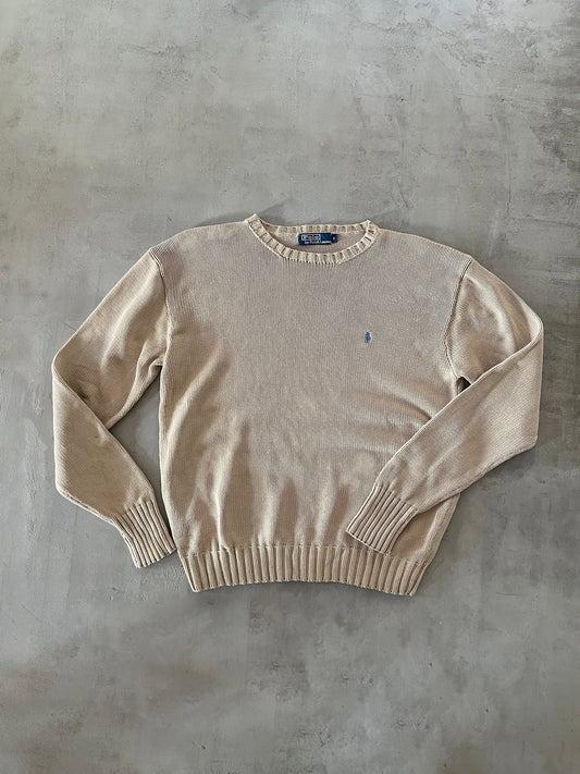 BEIGE POLO RALPH LAUREN KNIT SWEATER - 2000S - M