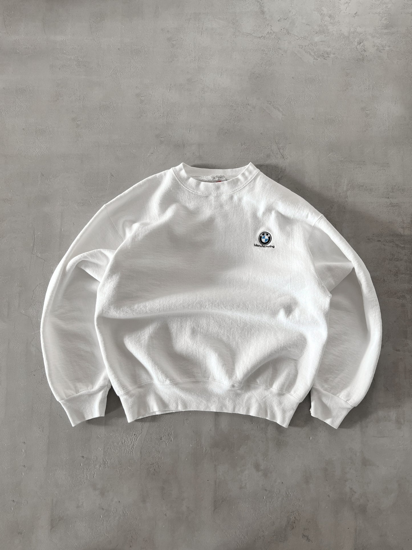 WHITE BMW STAFF SWEATER - 1990S - S