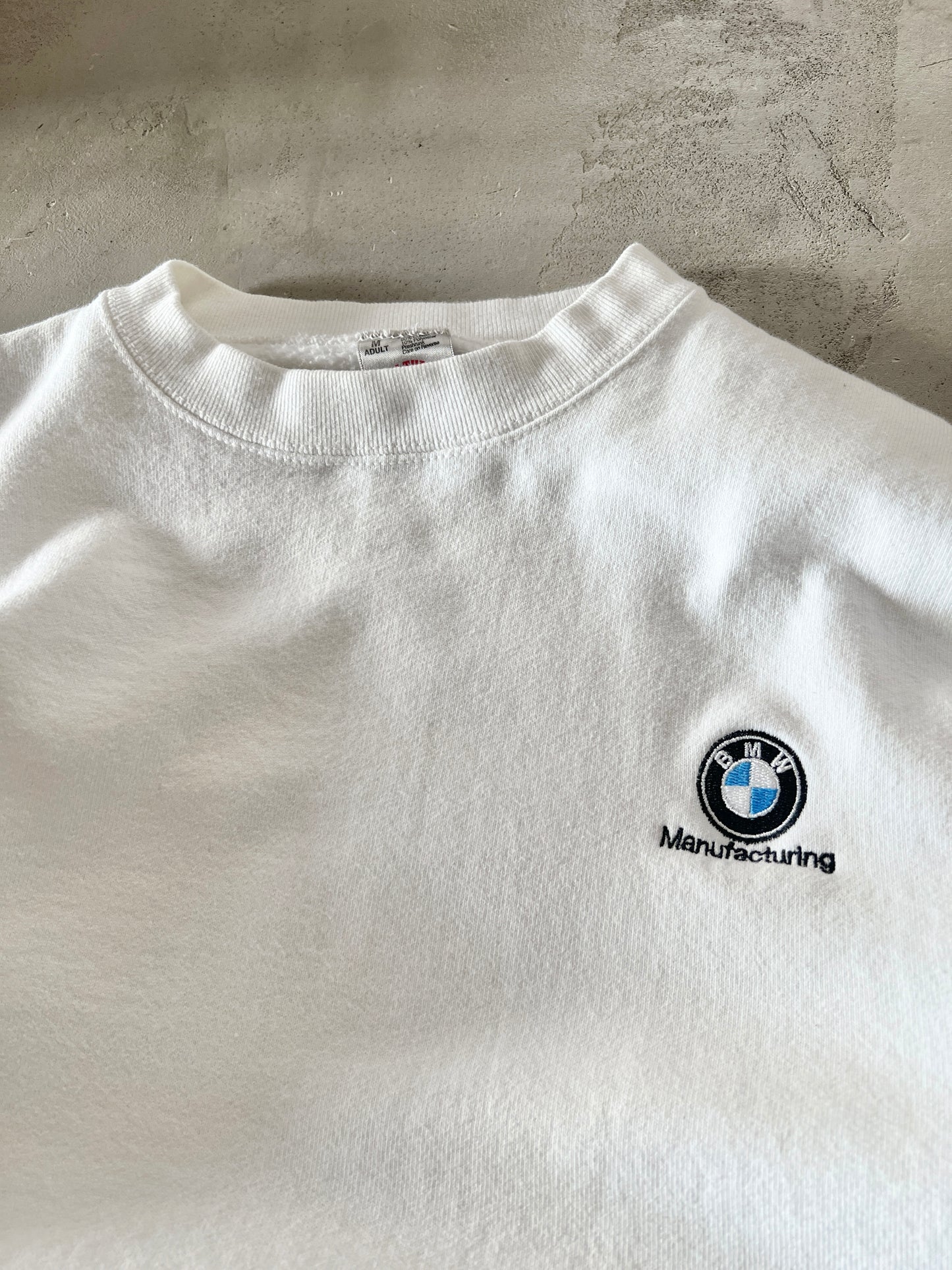 WHITE BMW STAFF SWEATER - 1990S - S
