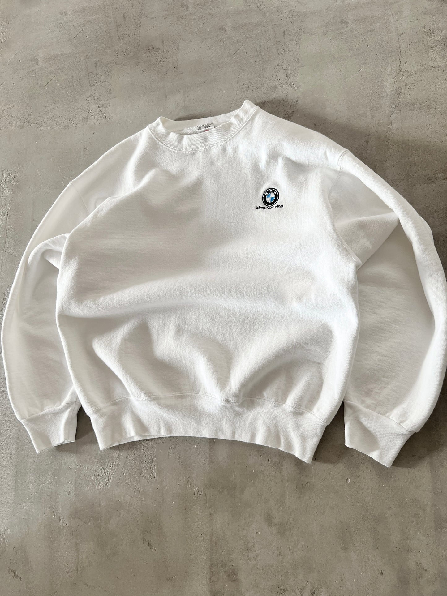 WHITE BMW STAFF SWEATER - 1990S - S